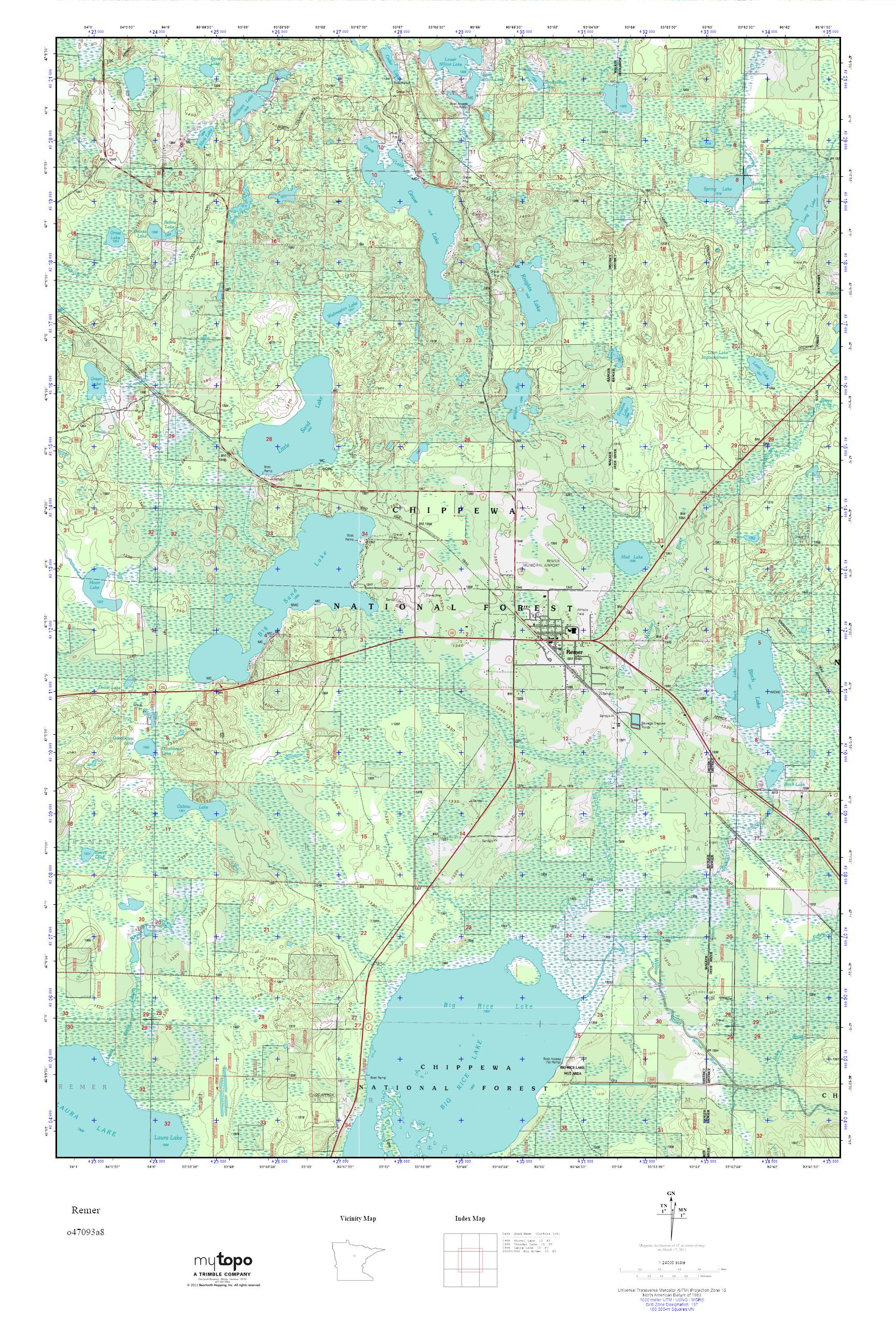 MyTopo Remer, Minnesota USGS Quad Topo Map