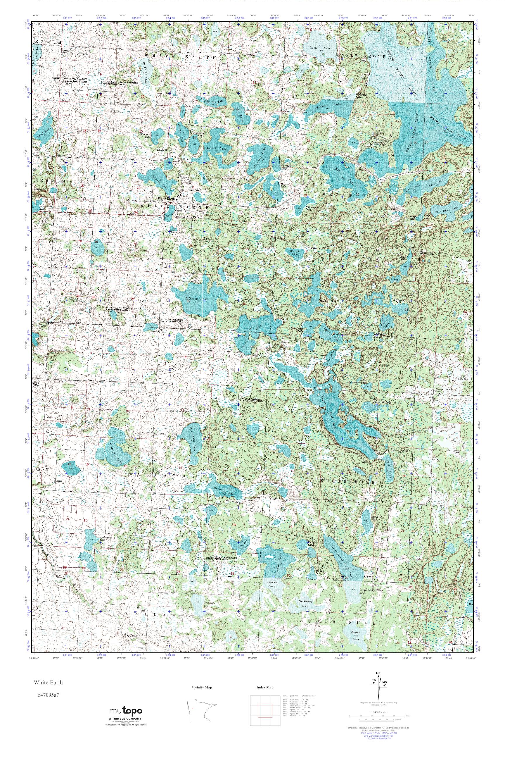 MyTopo White Earth, Minnesota USGS Quad Topo Map