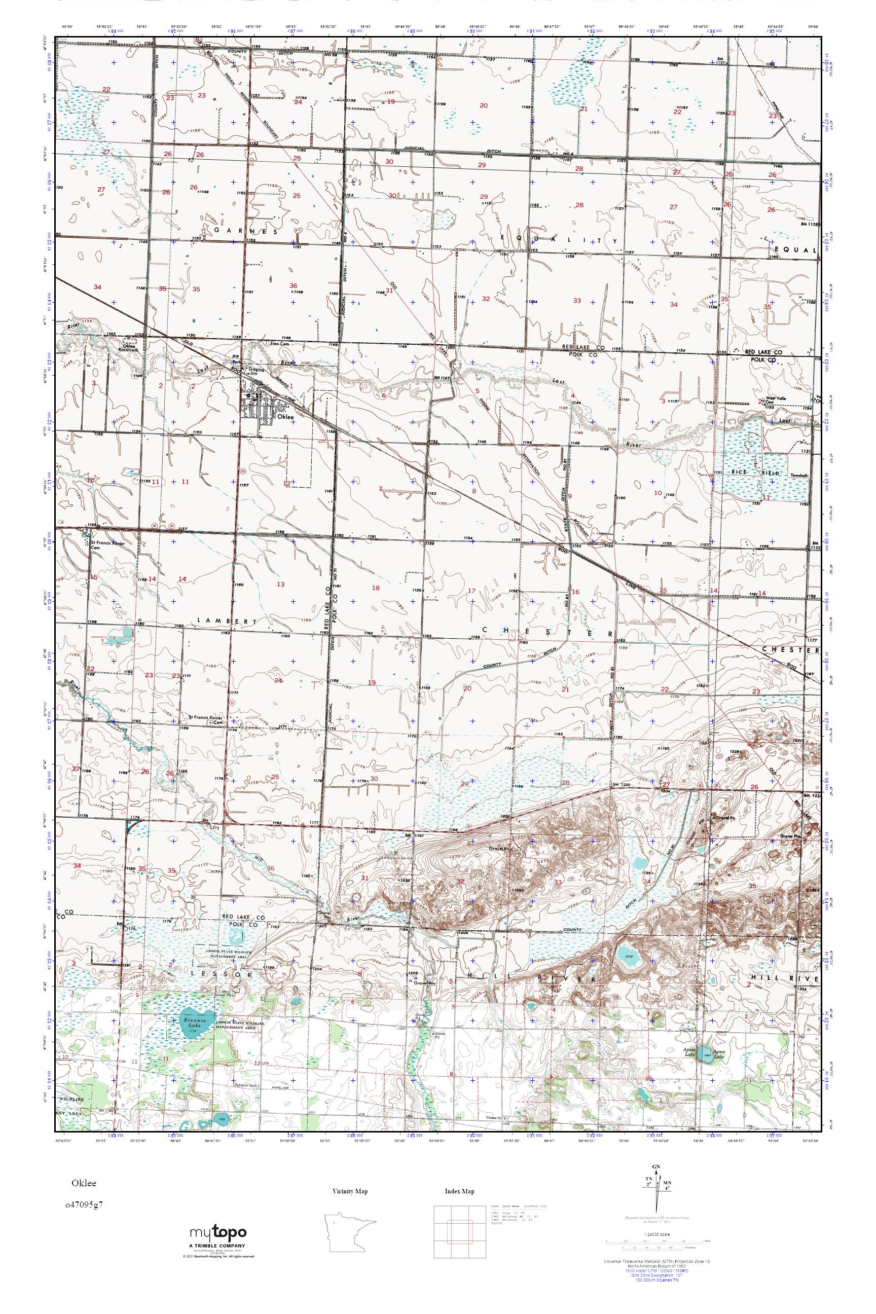 MyTopo Oklee, Minnesota USGS Quad Topo Map