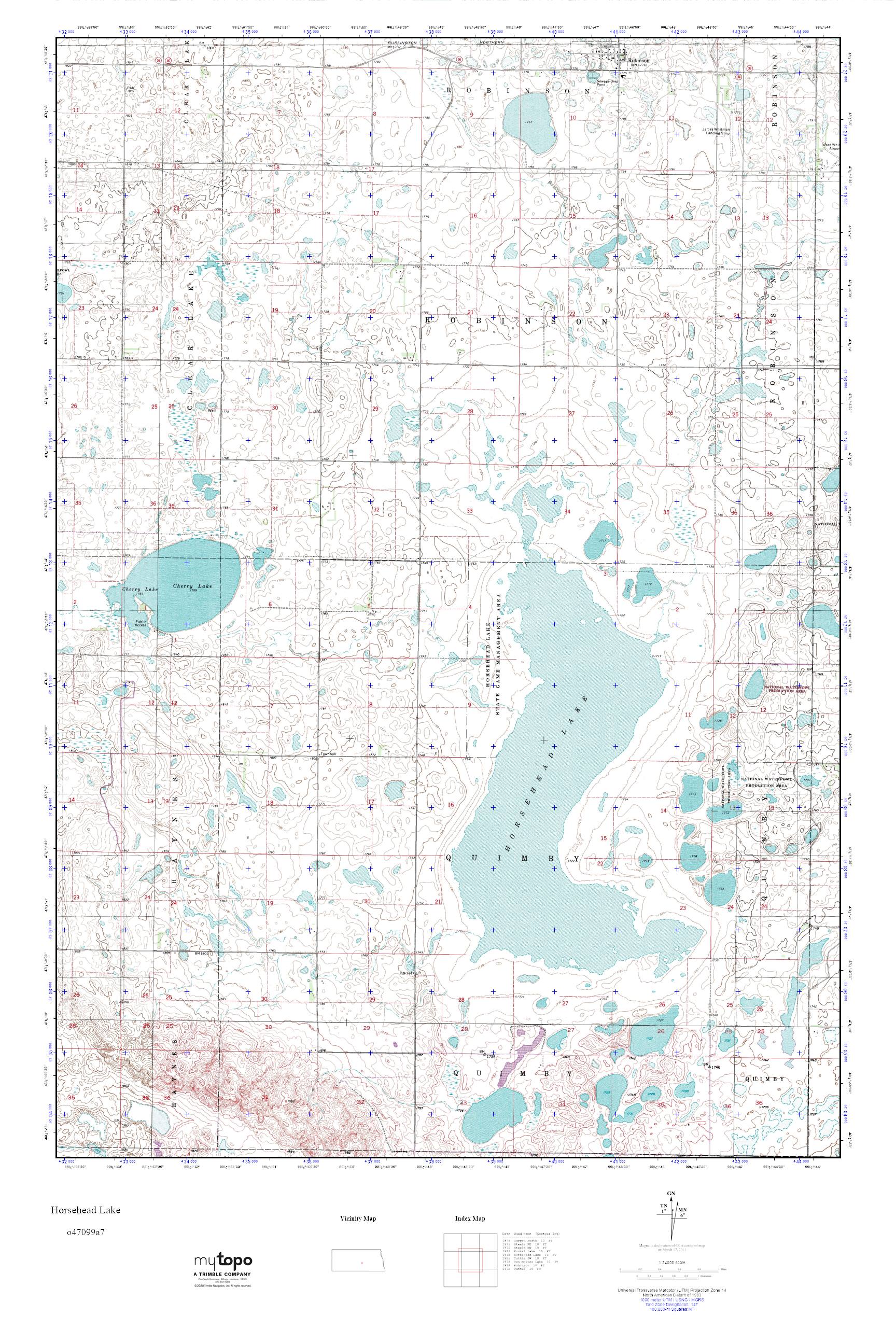 MyTopo Horsehead Lake, North Dakota USGS Quad Topo Map