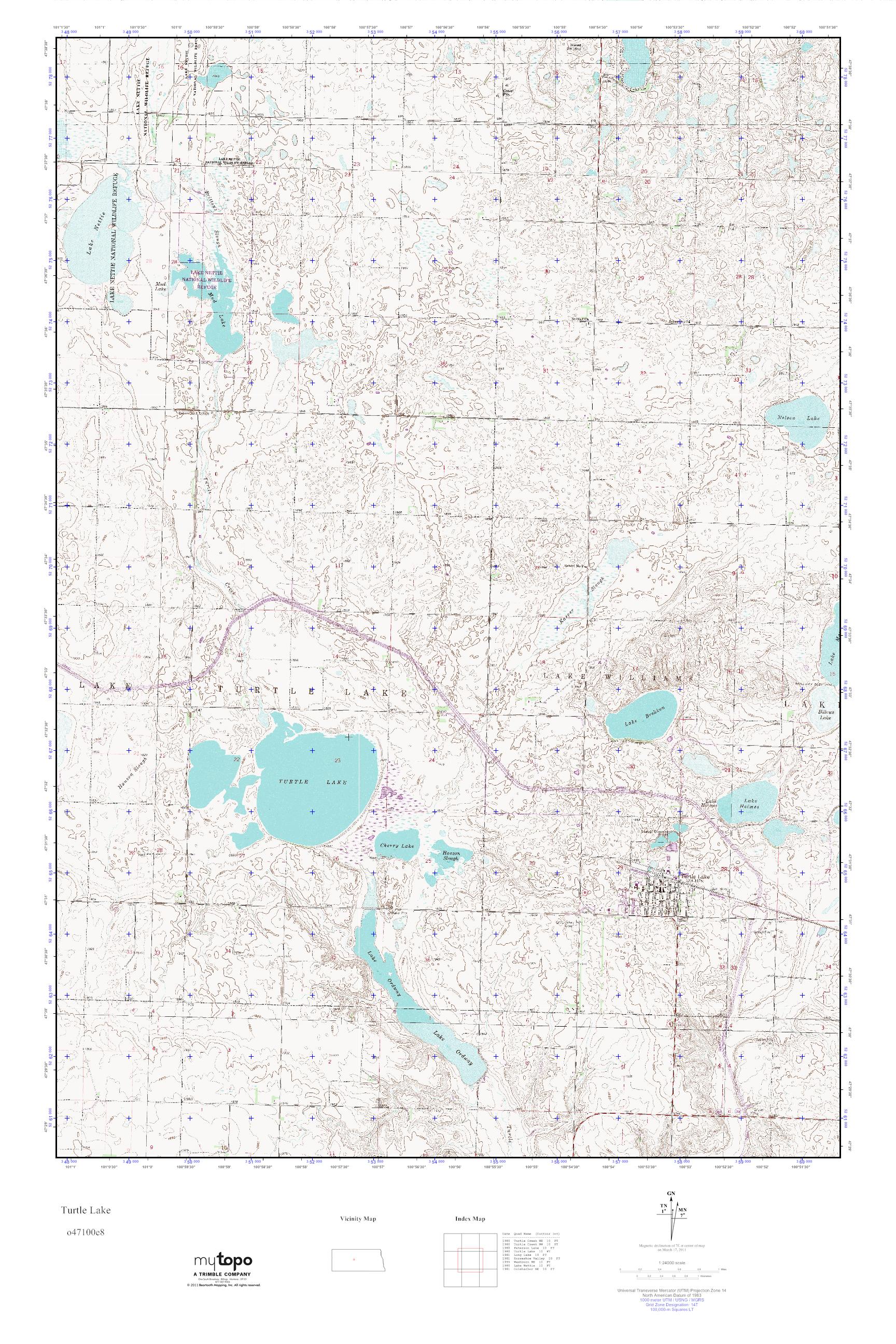 MyTopo Turtle Lake, North Dakota USGS Quad Topo Map