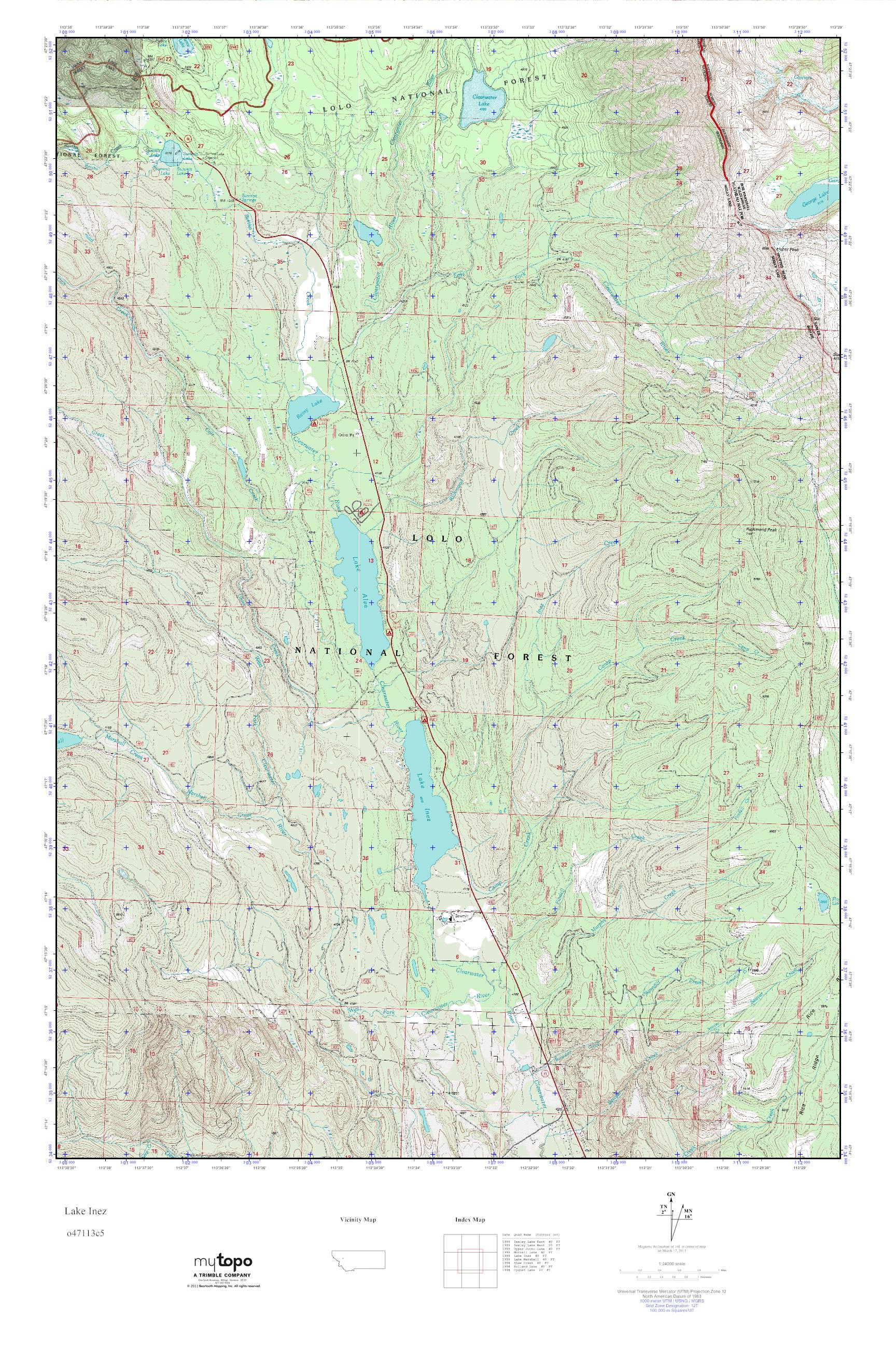 MyTopo Lake Inez, Montana USGS Quad Topo Map