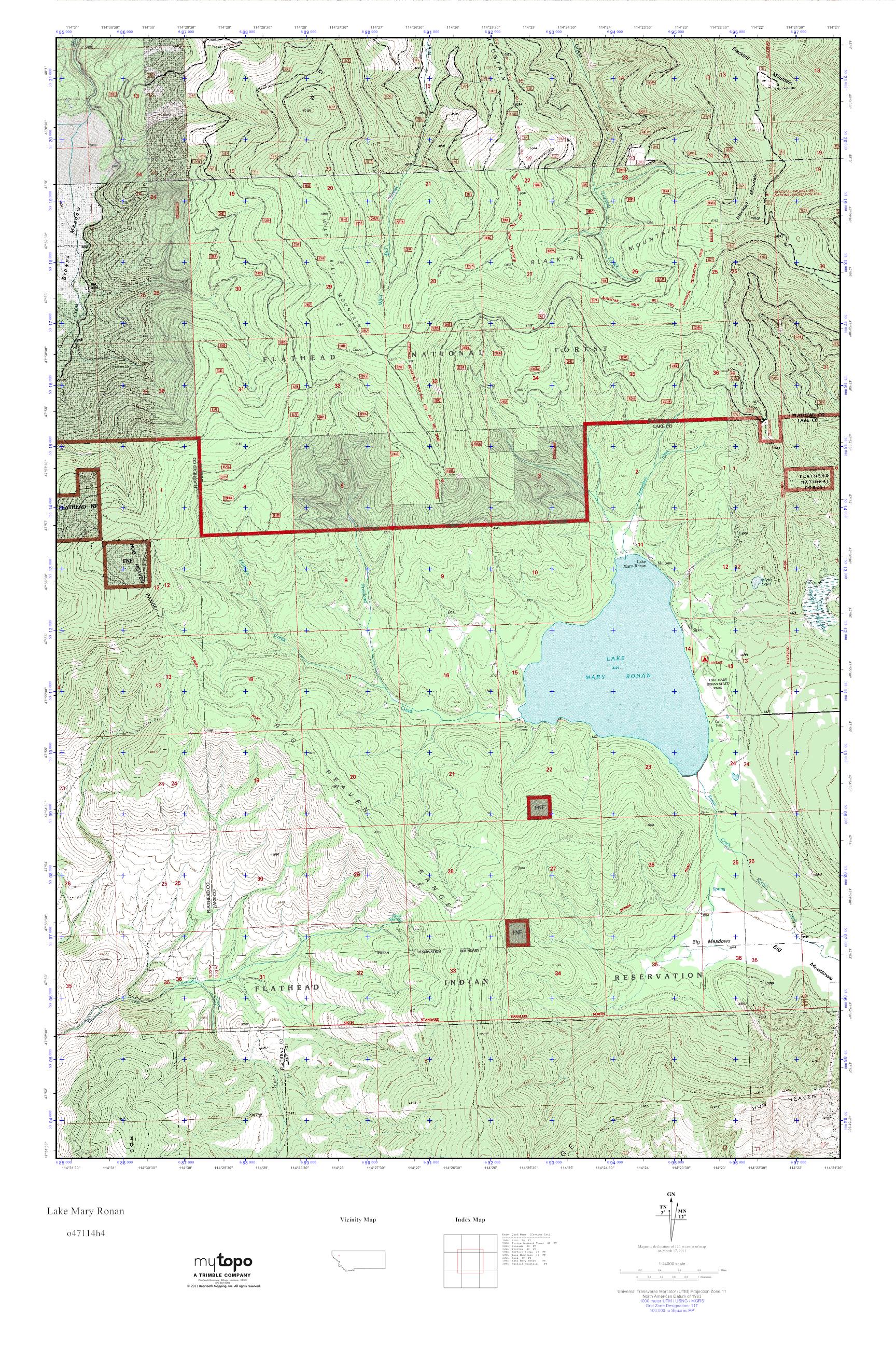 MyTopo Lake Mary Ronan, Montana USGS Quad Topo Map