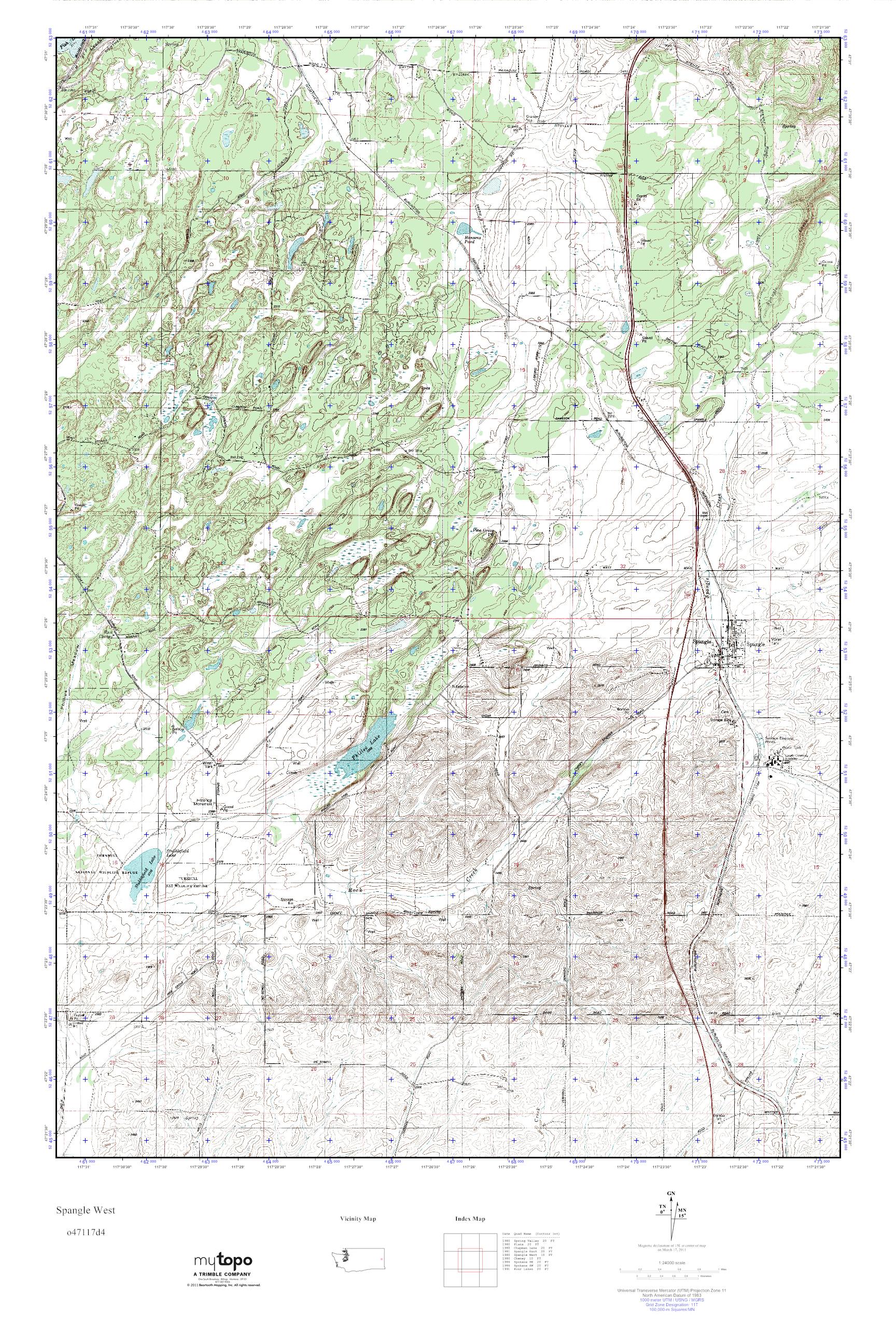 MyTopo Spangle West, Washington USGS Quad Topo Map