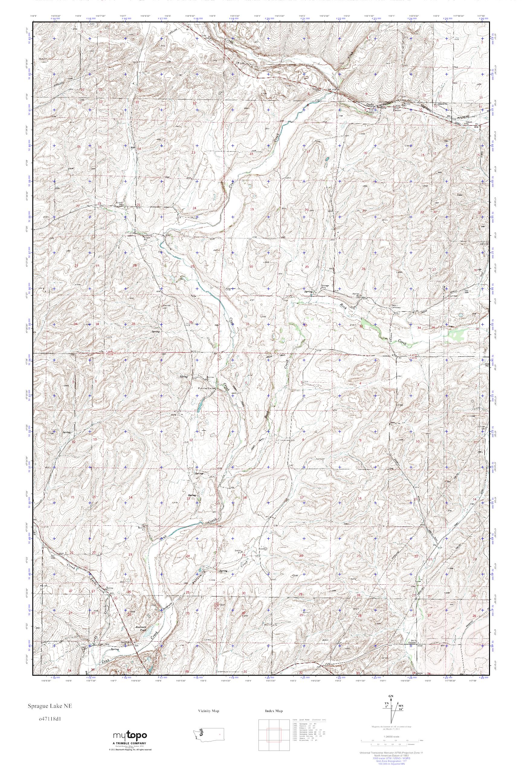 MyTopo Sprague Lake NE, Washington USGS Quad Topo Map