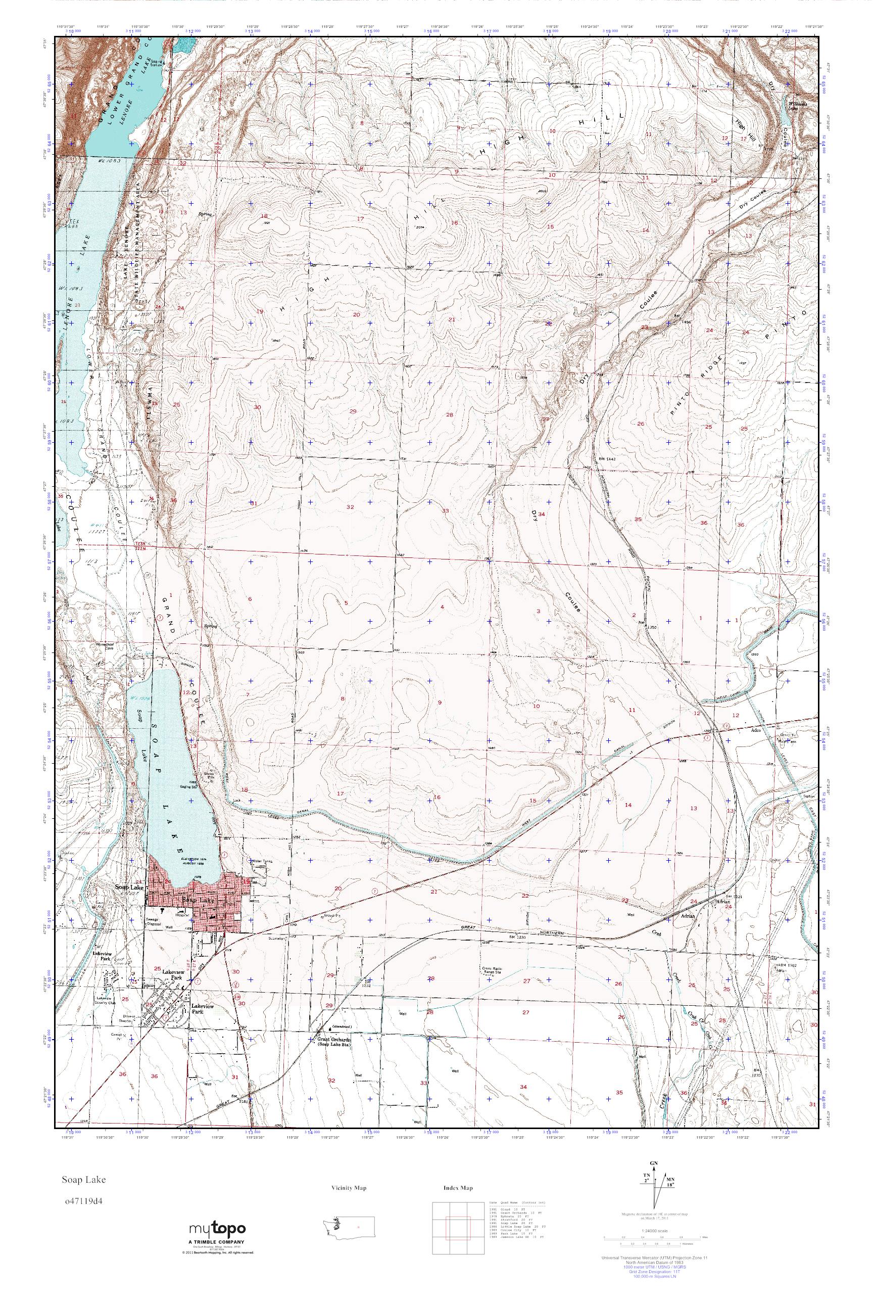 MyTopo Soap Lake, Washington USGS Quad Topo Map