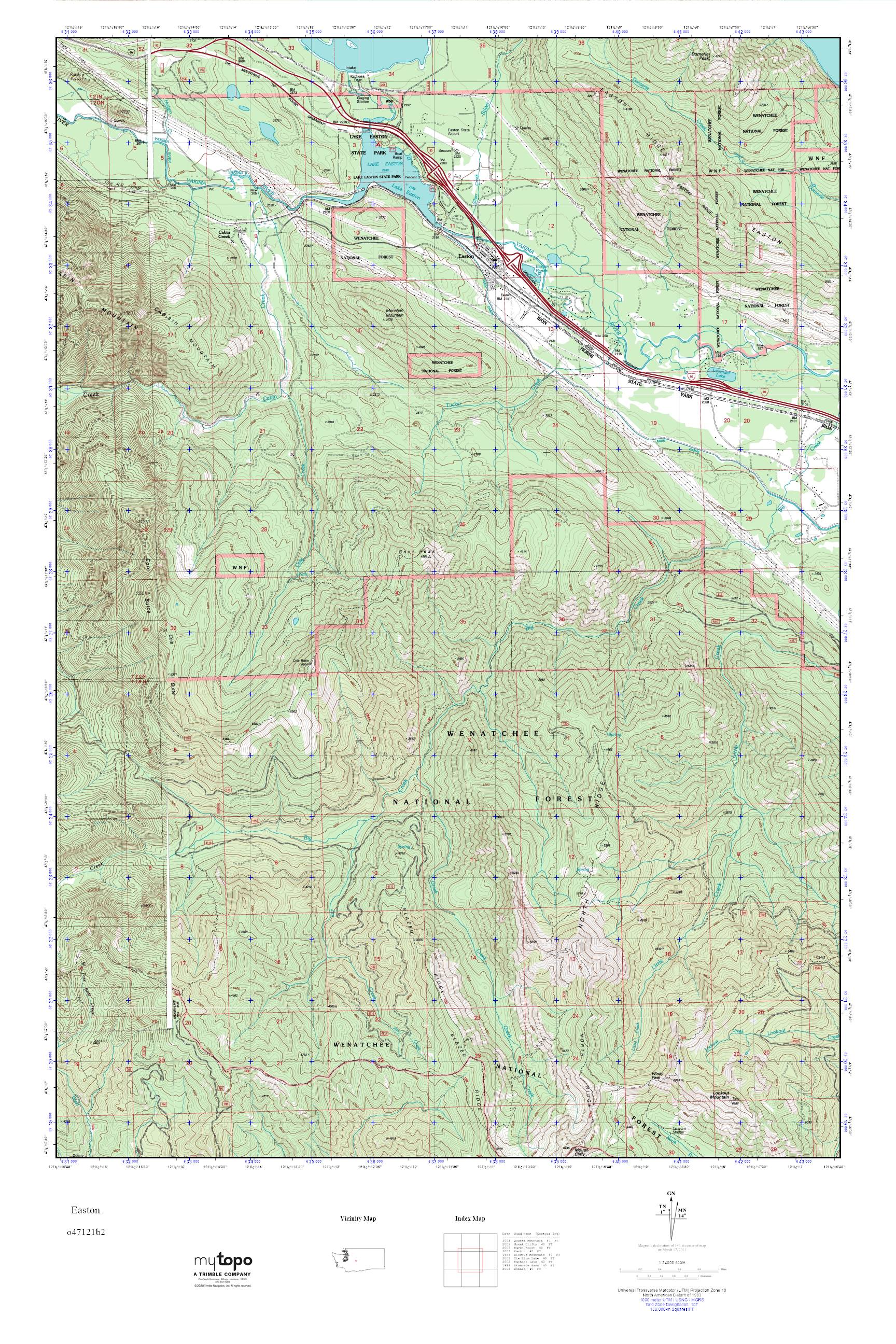 MyTopo Easton, Washington USGS Quad Topo Map