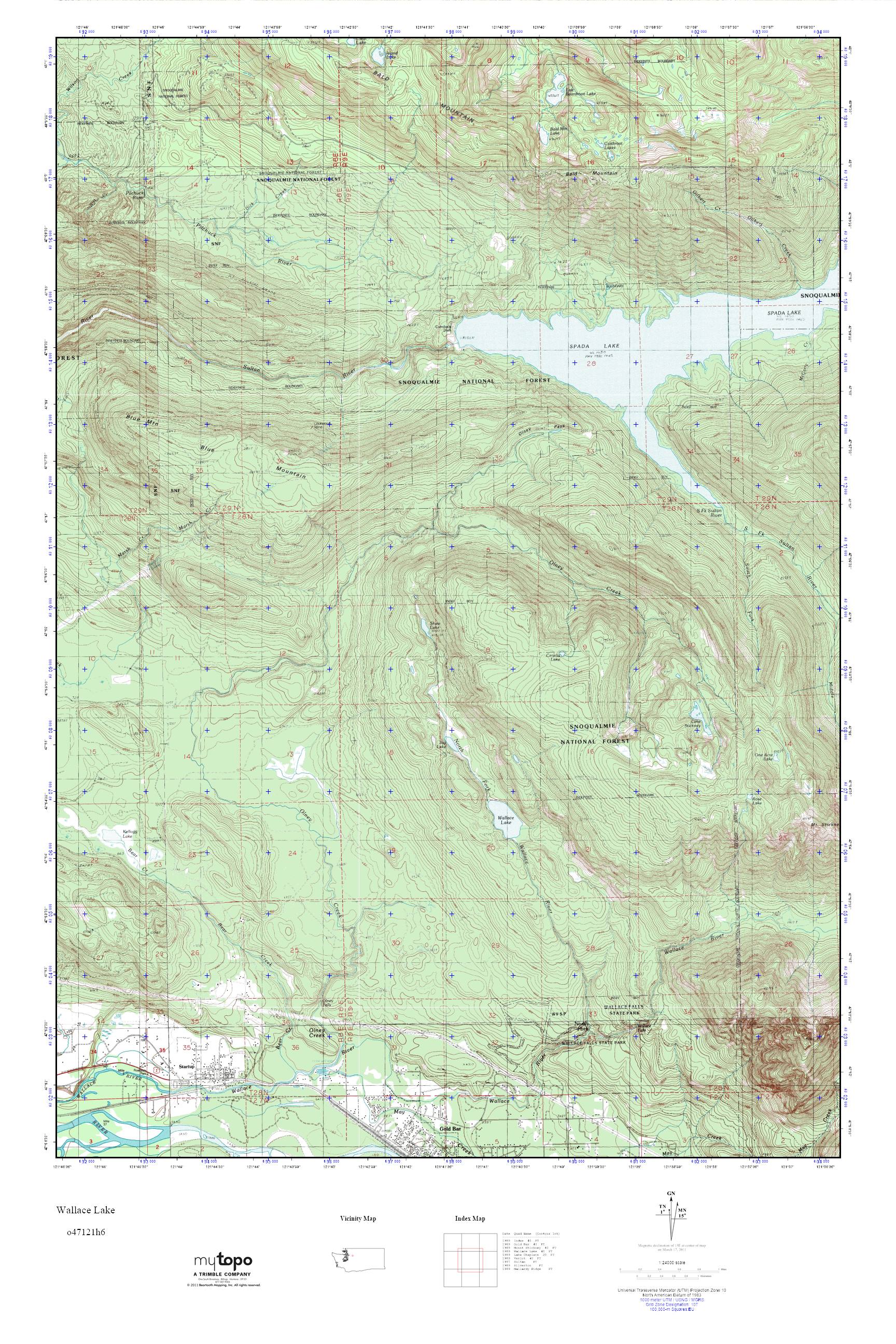 MyTopo Wallace Lake, Washington USGS Quad Topo Map
