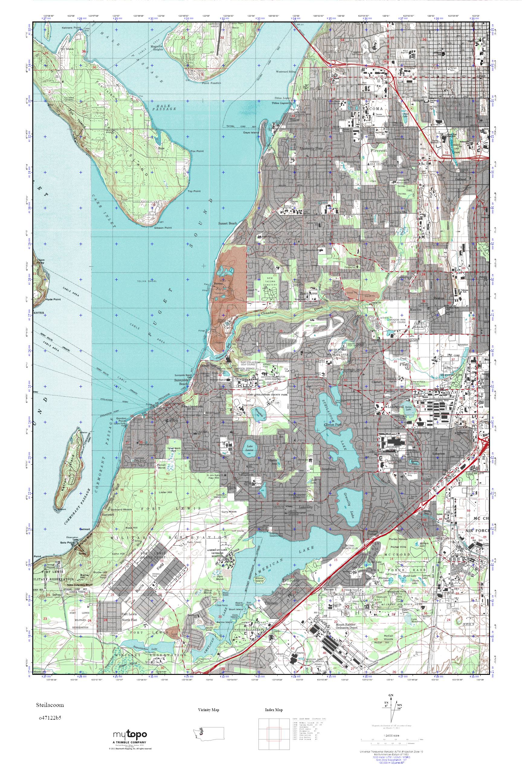 MyTopo Steilacoom, Washington USGS Quad Topo Map