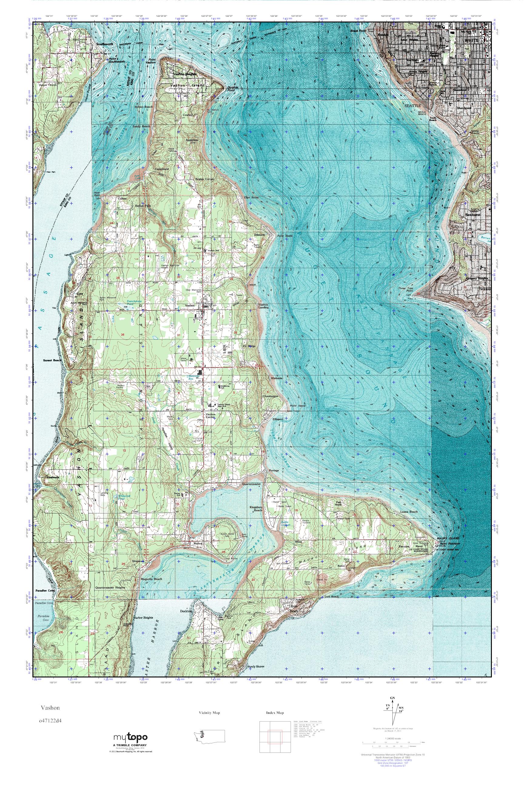 MyTopo Vashon, Washington USGS Quad Topo Map