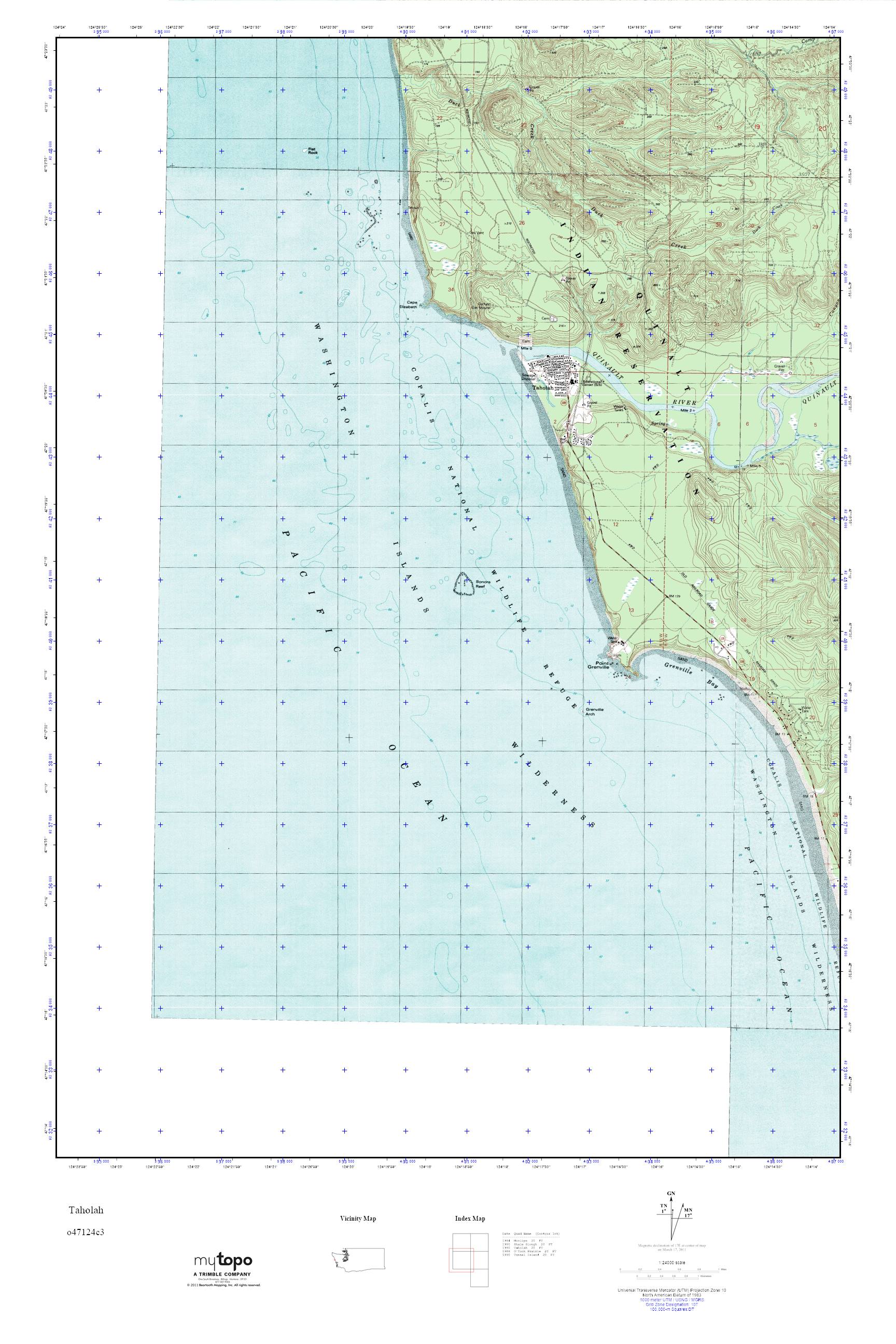 MyTopo Taholah, Washington USGS Quad Topo Map