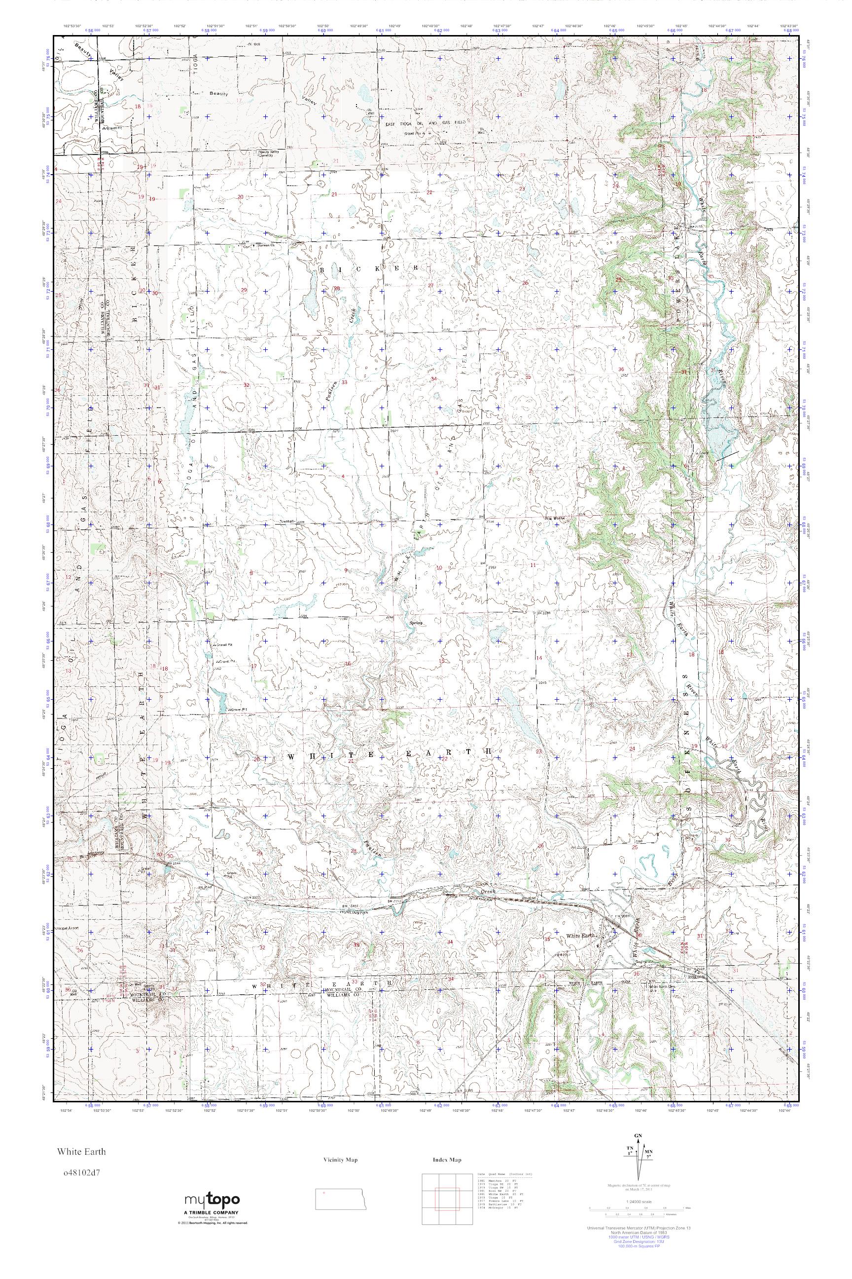 MyTopo White Earth, North Dakota USGS Quad Topo Map