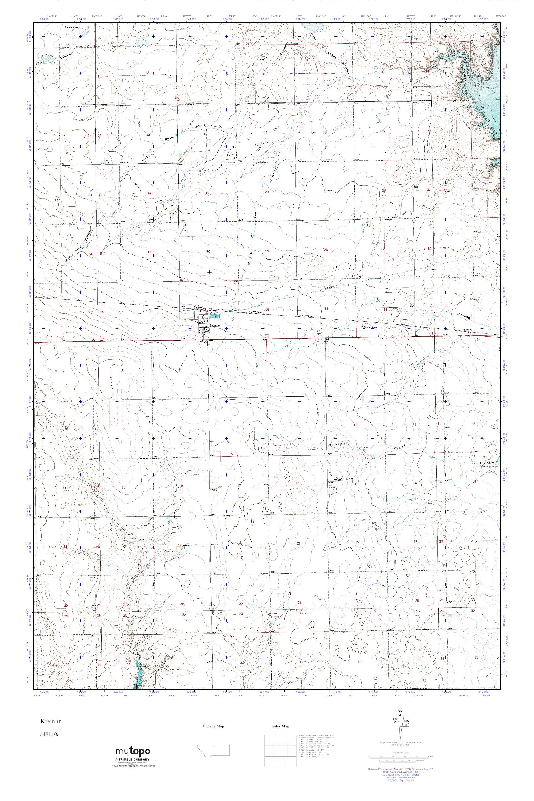 MyTopo Kremlin, Montana USGS Quad Topo Map