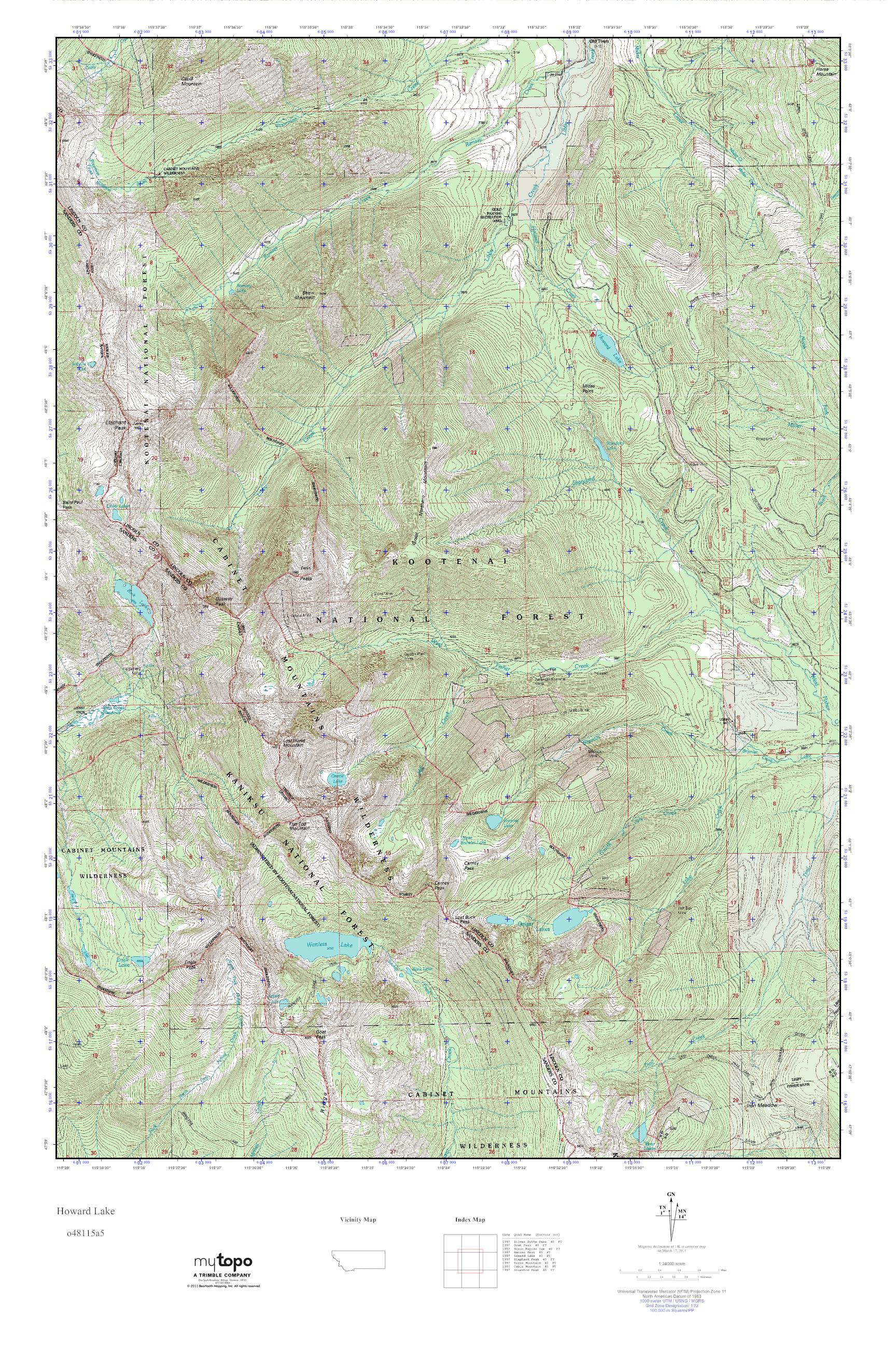 MyTopo Howard Lake, Montana USGS Quad Topo Map
