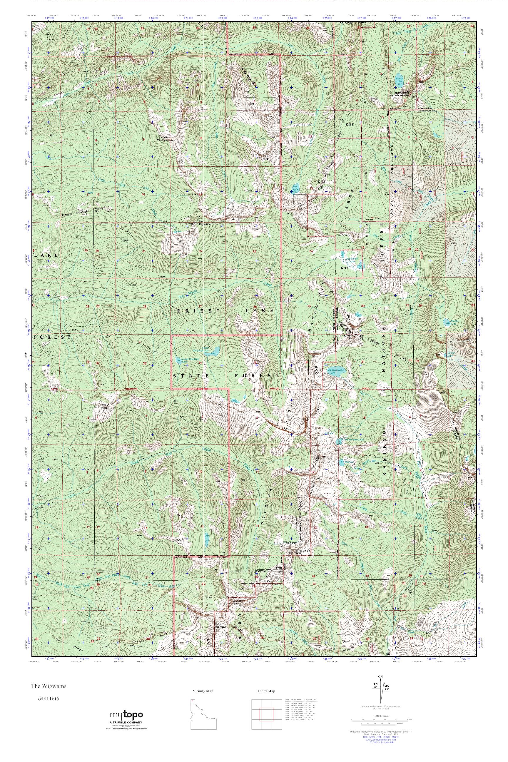 MyTopo The Wigwams, Idaho USGS Quad Topo Map