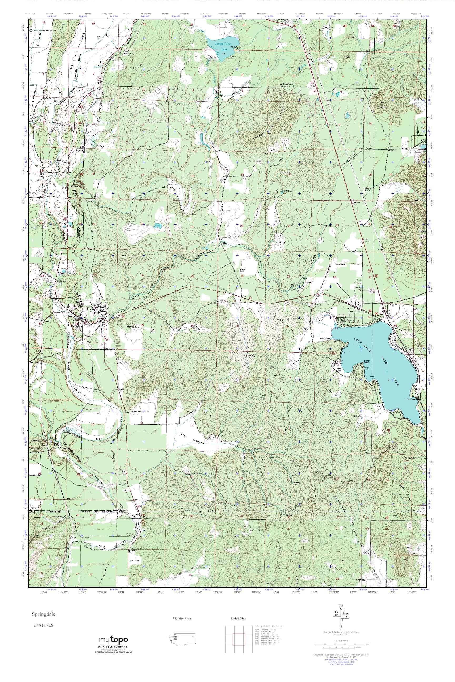 MyTopo Springdale, Washington USGS Quad Topo Map