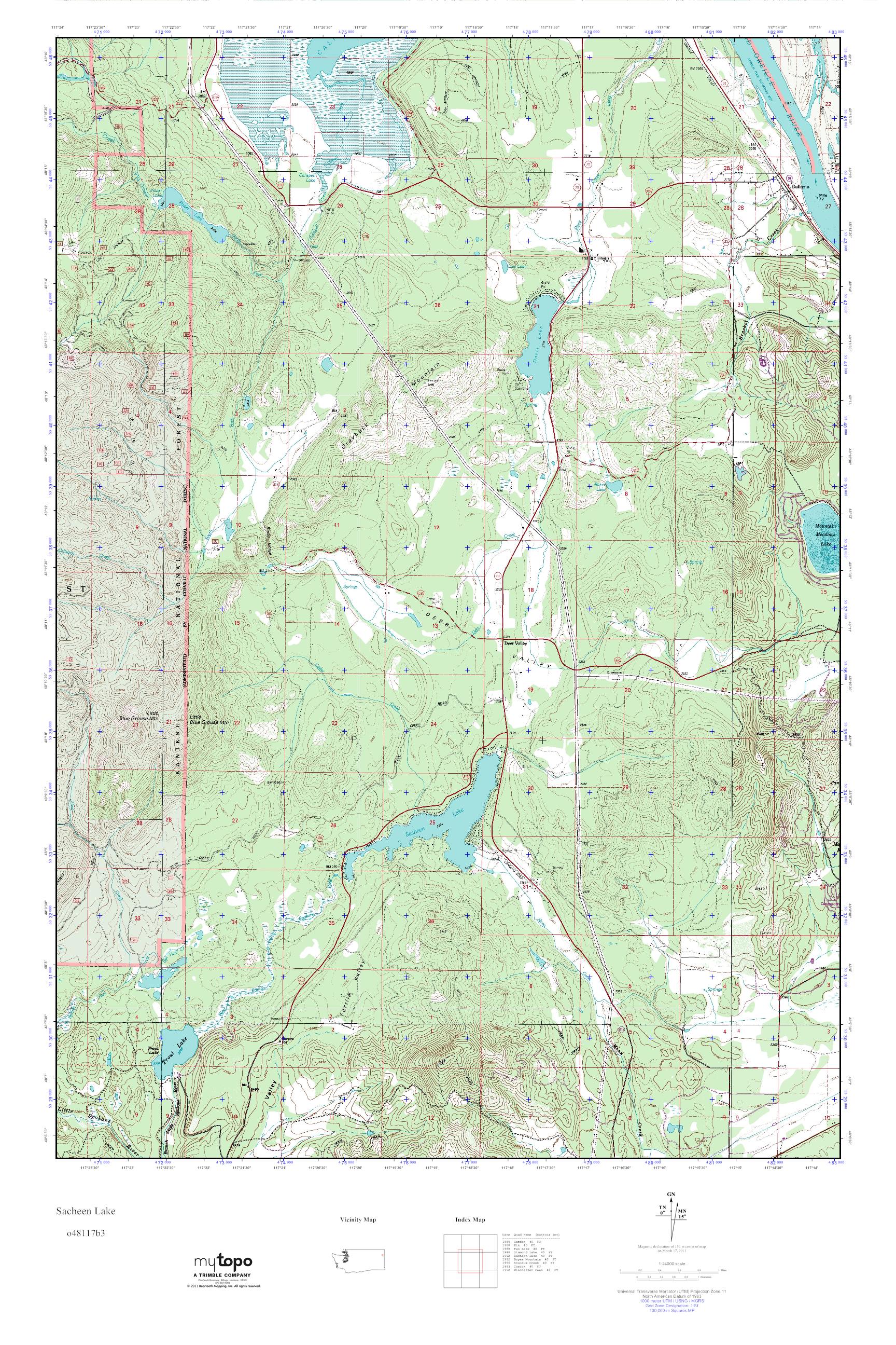 MyTopo Sacheen Lake, Washington USGS Quad Topo Map