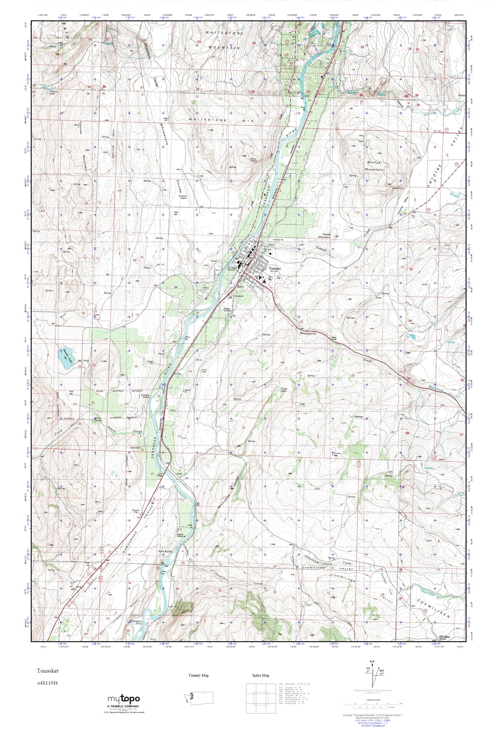MyTopo Tonasket, Washington USGS Quad Topo Map