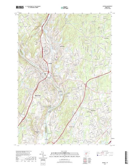 MyTopo Ansonia, Connecticut USGS Quad Topo Map
