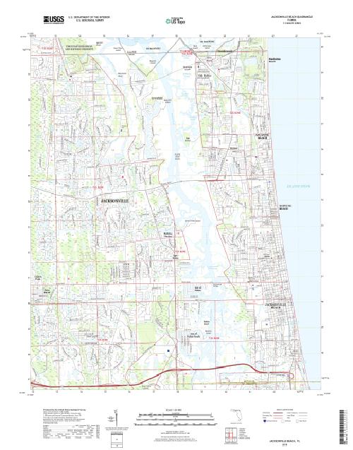 MyTopo Jacksonville Beach, Florida USGS Quad Topo Map