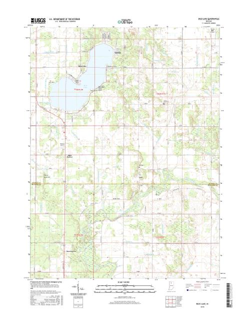MyTopo Bass Lake, Indiana USGS Quad Topo Map