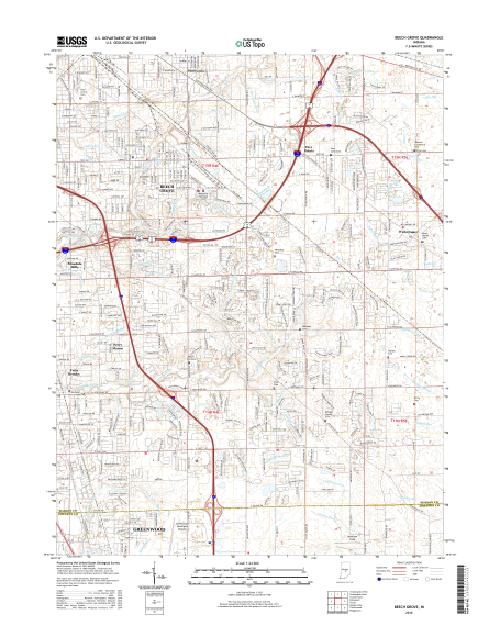 MyTopo Beech Grove, Indiana USGS Quad Topo Map