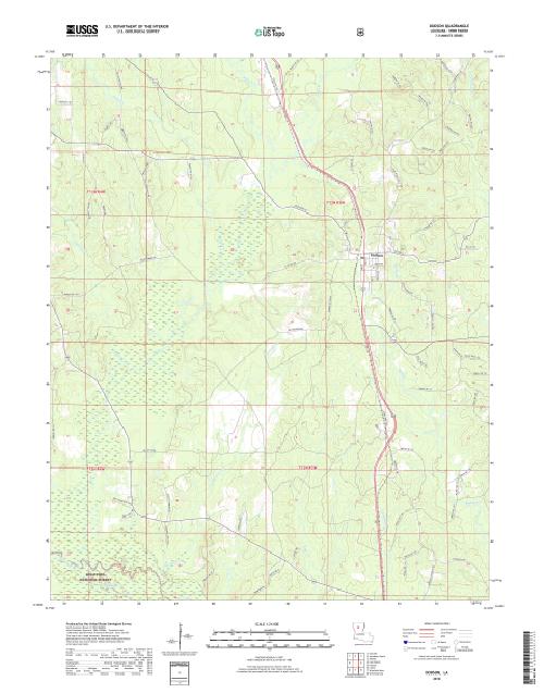 MyTopo Dodson, Louisiana USGS Quad Topo Map