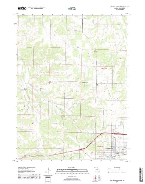 MyTopo Mountain Grove North, Missouri USGS Quad Topo Map