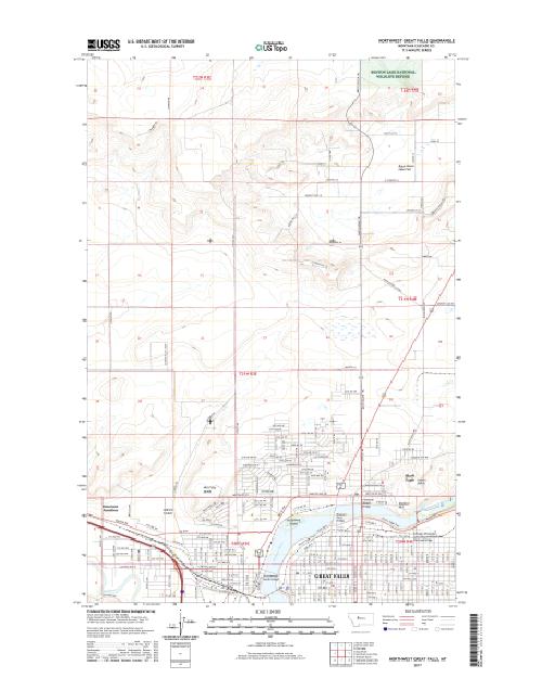 MyTopo Northwest Great Falls, Montana USGS Quad Topo Map