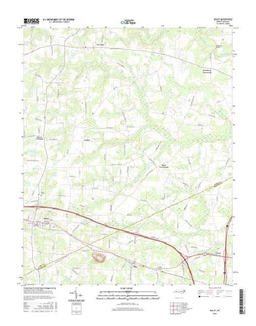 MyTopo Bailey, North Carolina USGS Quad Topo Map