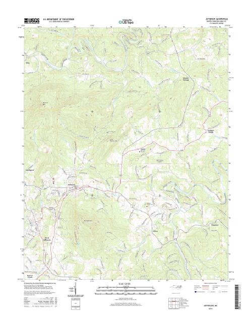 MyTopo Jefferson, North Carolina USGS Quad Topo Map