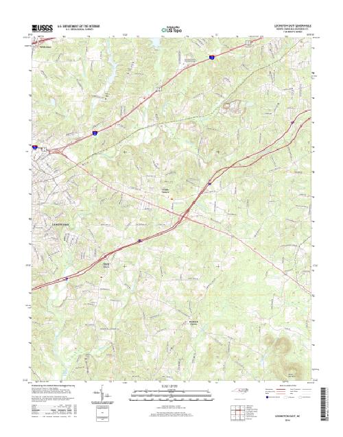 MyTopo Lexington East, North Carolina USGS Quad Topo Map