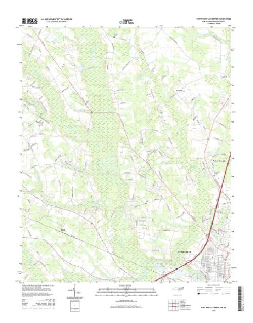 MyTopo Northwest Lumberton, North Carolina USGS Quad Topo Map