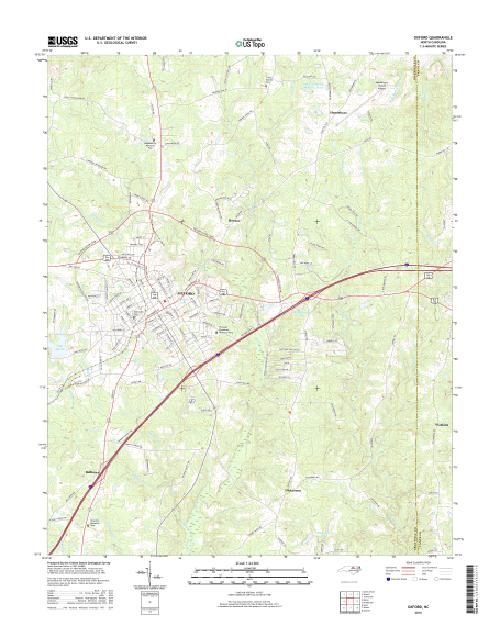 MyTopo Oxford, North Carolina USGS Quad Topo Map
