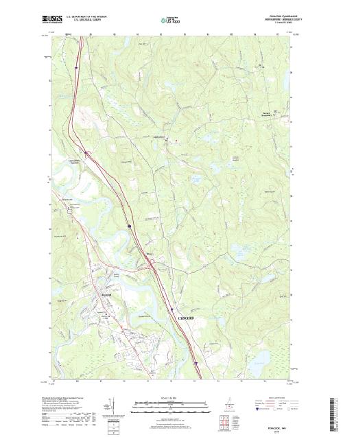MyTopo Penacook, New Hampshire USGS Quad Topo Map