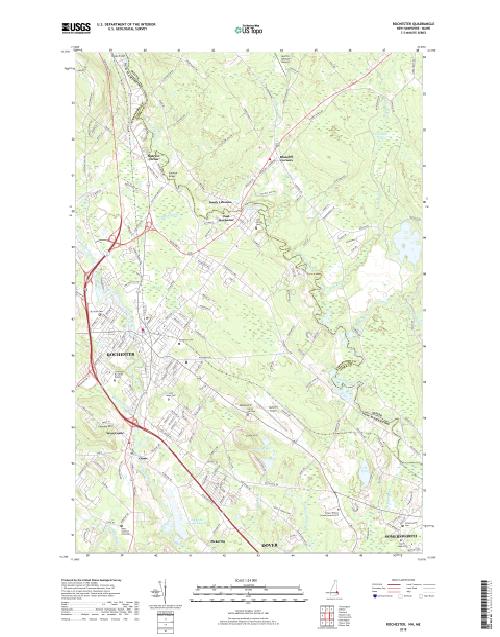 MyTopo Rochester, New Hampshire USGS Quad Topo Map