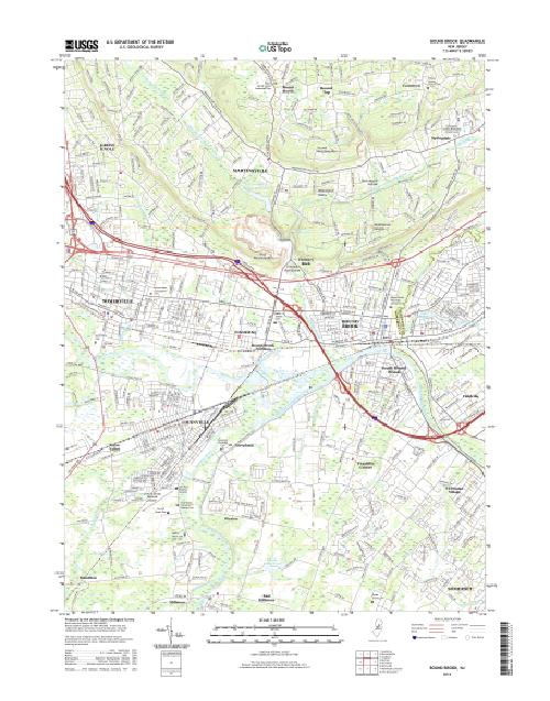 MyTopo Bound Brook, New Jersey USGS Quad Topo Map