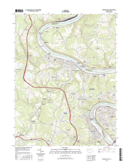 MyTopo Monongahela, Pennsylvania USGS Quad Topo Map