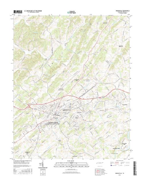MyTopo Greeneville, Tennessee USGS Quad Topo Map