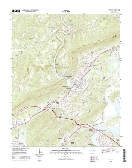 MyTopo Harriman, Tennessee USGS Quad Topo Map