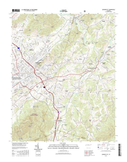 MyTopo Johnson City, Tennessee USGS Quad Topo Map