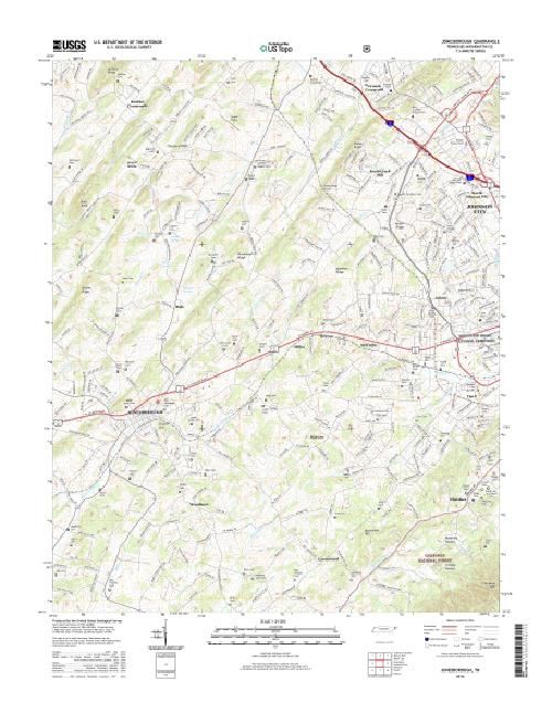 MyTopo Jonesborough, Tennessee USGS Quad Topo Map
