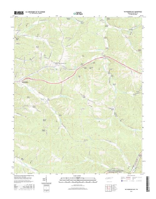 MyTopo Waynesboro East, Tennessee USGS Quad Topo Map