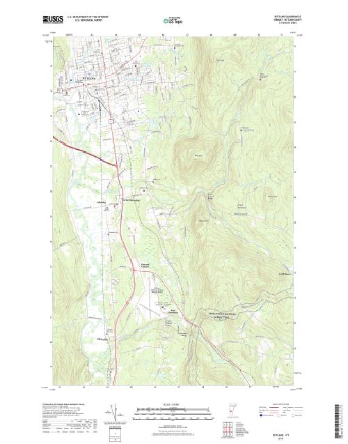 MyTopo Rutland, Vermont USGS Quad Topo Map