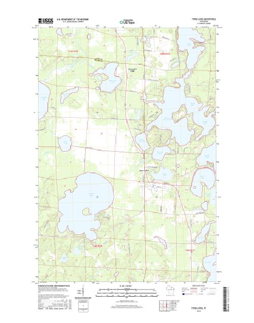 MyTopo Three Lakes, Wisconsin USGS Quad Topo Map