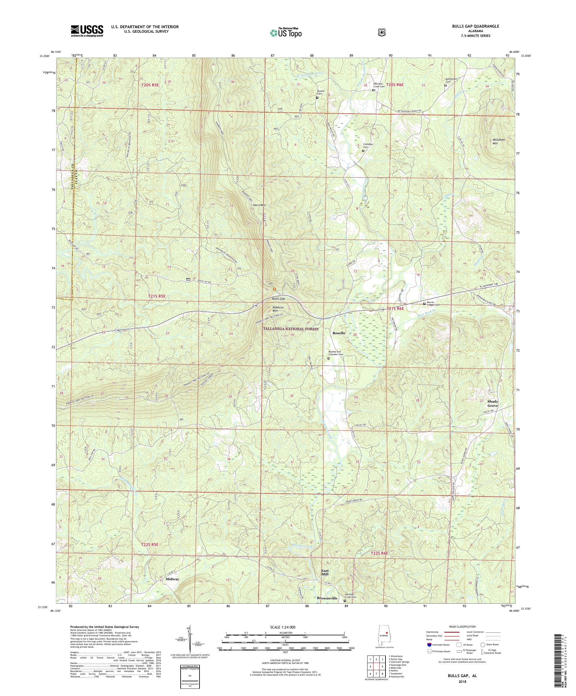 MyTopo Bulls Gap, Alabama USGS Quad Topo Map