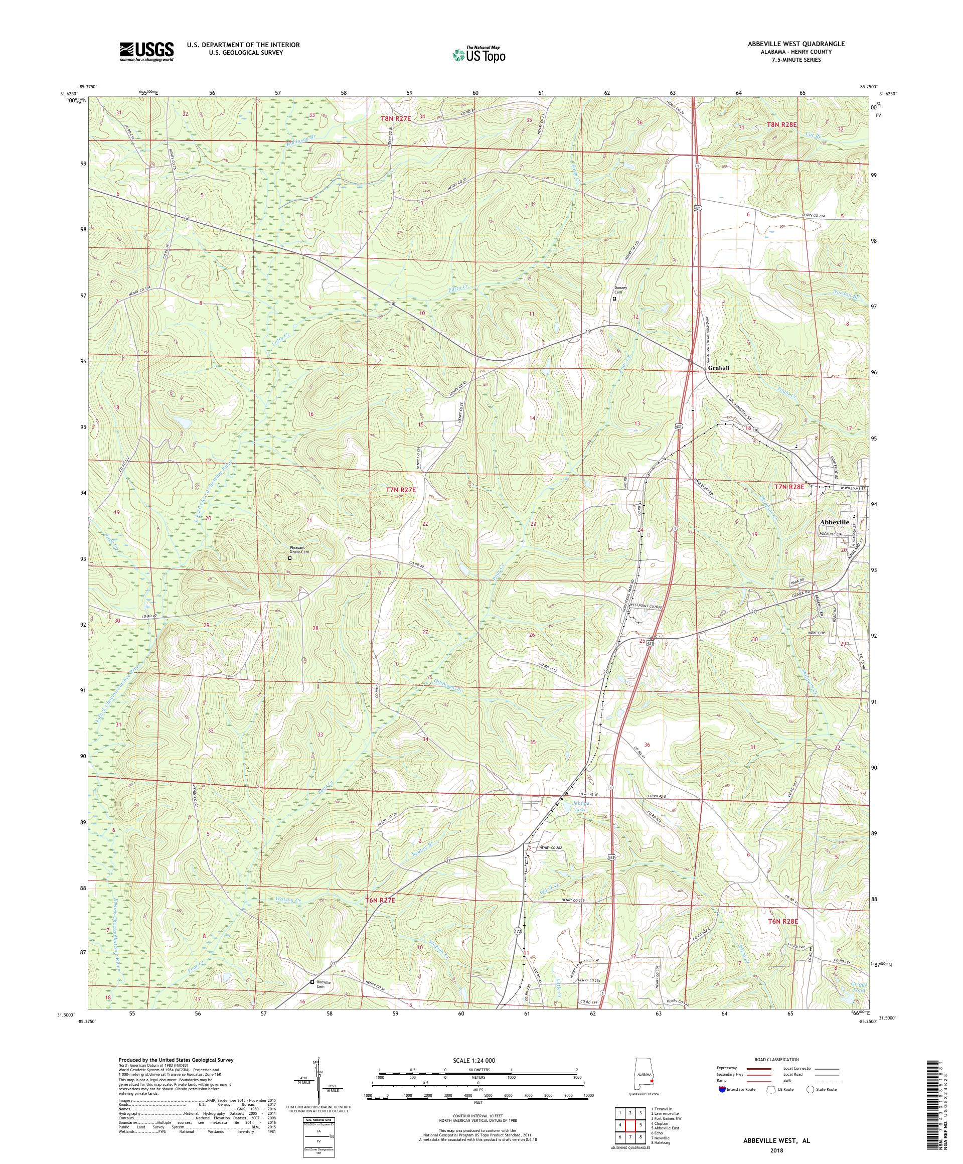 MyTopo Abbeville West, Alabama USGS Quad Topo Map