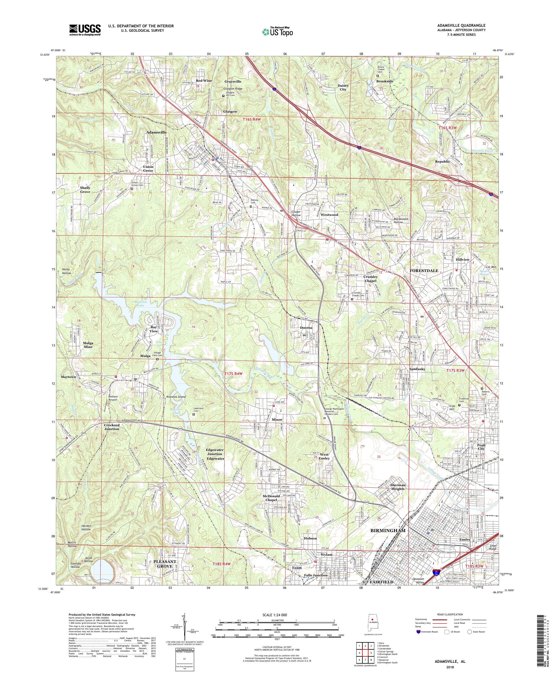 MyTopo Adamsville, Alabama USGS Quad Topo Map