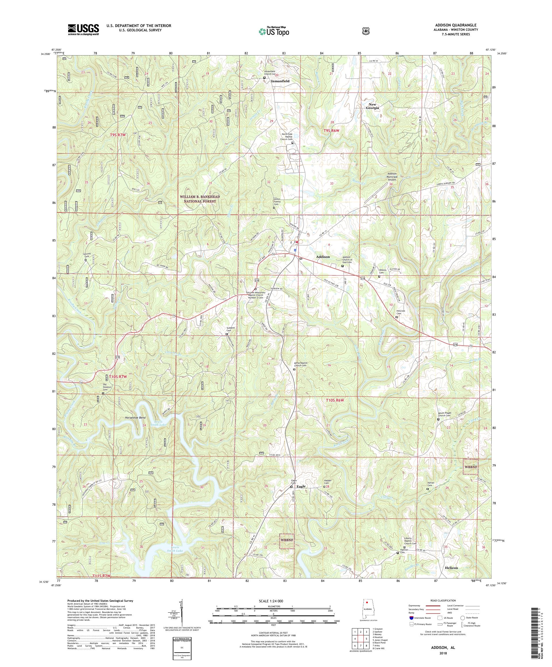 MyTopo Addison, Alabama USGS Quad Topo Map