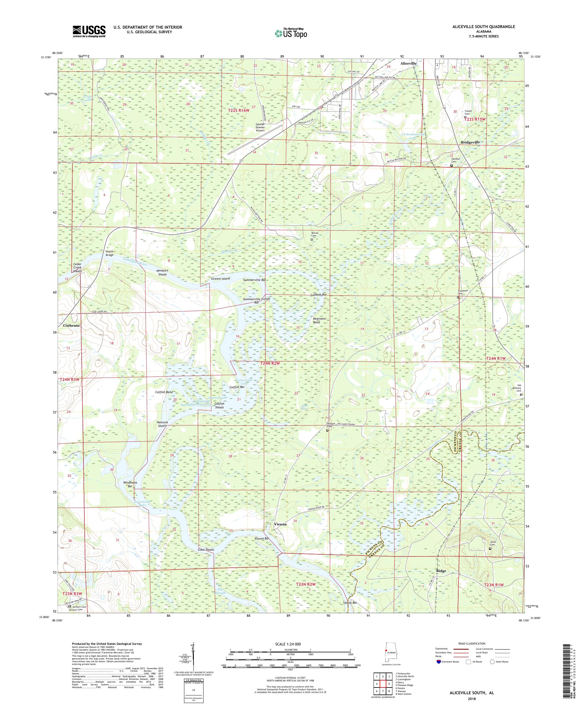 MyTopo Aliceville South, Alabama USGS Quad Topo Map